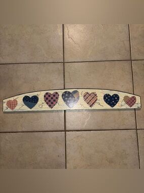 Vintage 1998 Large Betty Segner Signed Folk Art Wooden Heart Plaque 35 inch